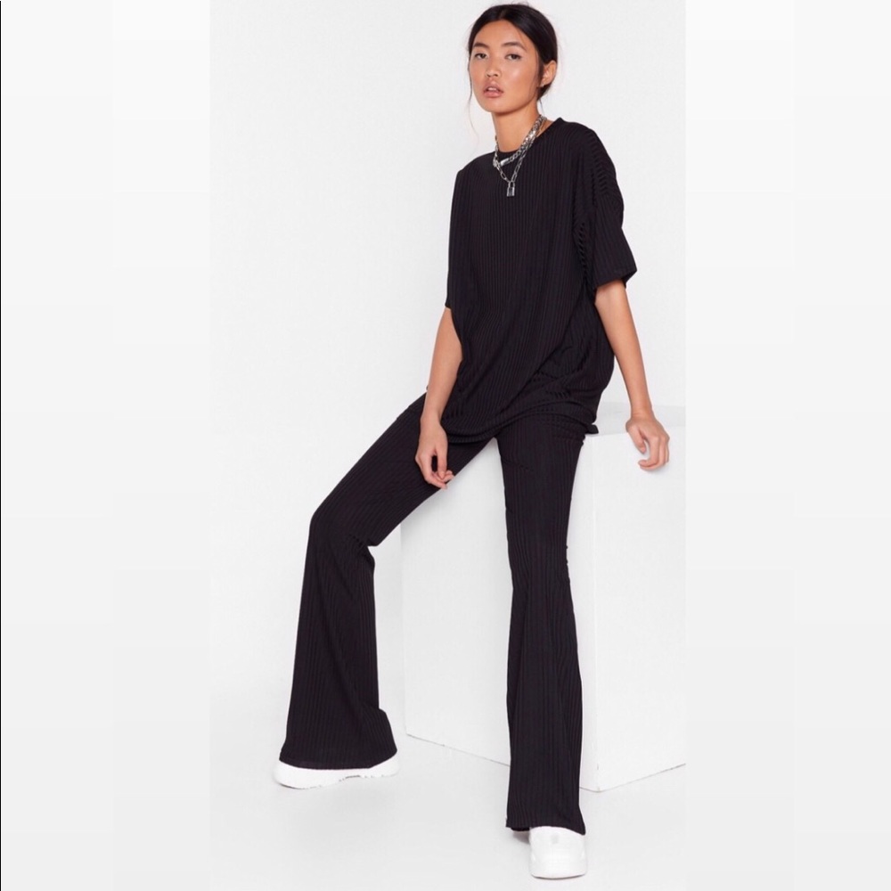 Nasty Gal Two Piece Black Oversized Matching Set